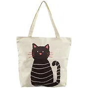 Сумка-шоппер на молнии Черный кот Meow (40х40) (текстиль)