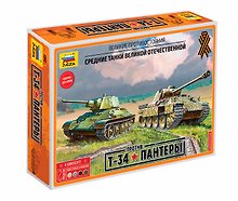 Сборная модель "Великие противостояния."Т-34/76" против "Пантеры" 1:72, 160 деталей, 12,5см ТМ ZVEZDA