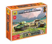 Сборная модель "Великие противостояния."Т-34/76" против "Пантеры" 1:72, 160 деталей, 12,5см ТМ ZVEZDA