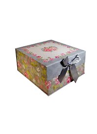 Коробка подарочная "Серое ретро" 17,3*17,3*9см, картон, декор бантик, Вейксинг