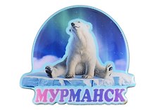 Магнит Мурманск Белый мишка с заливкой смола вид 1 (7,5,8х 7,5 см.) (хдф)