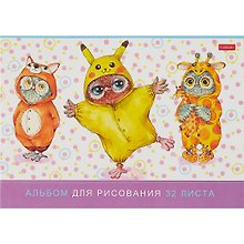 Альбом для рисования «Кигуруми» Hatber А4, 32 листа, скрепка, в ассортименте