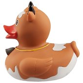 Игрушка для ванной, уточка резиновая FUNNY DUCKS "Уточка корова коричневая" (1843) - 2