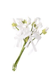 Букетик из подснежников с бантиками и листиками, цвет 01, белый (14-00530-B15)