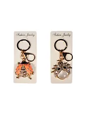 Брелок со стразами Божья коровка с камнем (19-14) металл