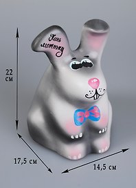 Копилка керамика Заяц косой серая (22 см) (1077558)