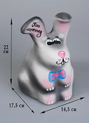 Копилка керамика Заяц косой серая (22 см) (1077558)