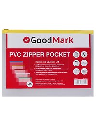 Папка на молнии А5, прозрачная, GoodMark