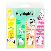 Текстовыделители 04цв "Cat's paw" неоновые, 1-5мм, подвес, MESHU