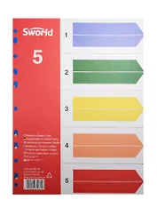 Разделитель А4 5разд., цветной, пластиковый