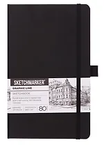 Скетчбук 9*14 80 листов "Sketchmarker" черный, нелинованный, 140г/м2, слоновая кость