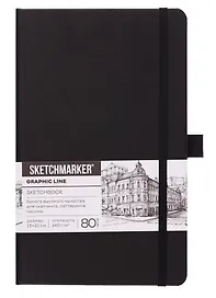 Скетчбук 9*14 80 листов "Sketchmarker" черный, нелинованный, 140г/м2, слоновая кость