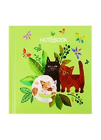 Записная книжка 105*105 48л "ЛЕТНИЕ КОТЫ" 7БЦ, тиснение фольгой, глянц.ламинация