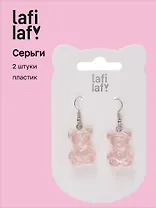 Сережки Мишки мармеладные розовые перламутровые (2шт) (пластик) (12-48782-202405-AC12) (Lafilaf)
