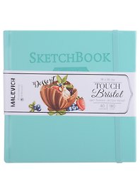 Скетчбук 140*140 40л "Bristol Touch" мятный, для графики и маркеров, 180г/м2