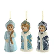 Украшение новогоднее Снегурочка, 3 варианта (фарфор) (3х3х8) (753829)