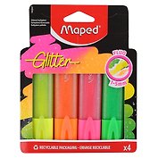Текстовыделители 04цв "FLUO PEP'S GLITTER", c блестками, блист., Maped