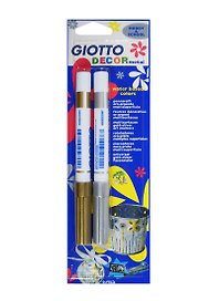 Фломастеры 02цв "Giotto Decor Metal" для декорирования с метал. чернилами (золотой, серый), Giotto