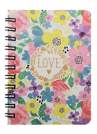 Записная книжка «Flower love pastel» А7, 80 листов в клетку, спираль, Kairui