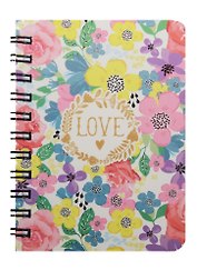 Записная книжка «Flower love pastel» А7, 80 листов в клетку, спираль, Kairui