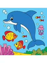 Холст с красками по номерам. Подводный мир, 15х15 см