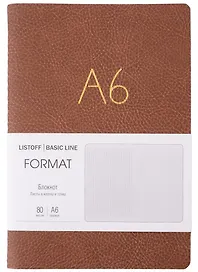 Записная книжка «Format» А6+, 80 листов в линейку, коричневая экокожа, Listoff