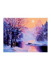 Холст с красками по номерам Снежный пейзаж (30х40см) (Х-5963) (19цв) (коробка) (3+) (Рыжий Кот)