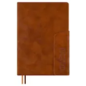 Ежедневник дат. 2026г. А5 176л "Тиволи глосс" коричневый, кожзам, тв.переплет, блинт.тиснение, офсет, справ.мат-лы, закругл.углы, 2 ляссе, инд.уп