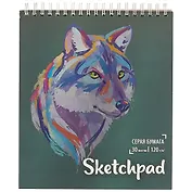 Скетчбук с серой бумагой «Волк», 30 листов, 19.5 х 16.8 см