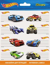 Наклейки для тетрадей «Hot Wheels», 16 штук, Academy Style