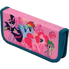 Пенал 1отд. "My little pony" прямоугольный 19.5*9см, покрытие текстиль, c наполнением (14 предметов), Proff