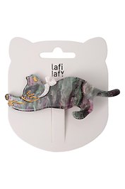 Заколка Котик с бантиком серая (пластик) (8см) (12-Izzy-10) (Lafilaf)