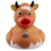 Игрушка для ванной, уточка резиновая FUNNY DUCKS "Уточка корова коричневая" (1843) - 1