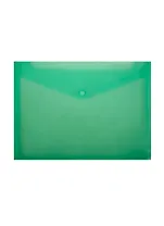 Папка-конверт А4 на кнопке с расширением, пластик 0,18мм, прозрачный, ассорти, Бюрократ