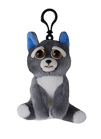 Игрушка мягкая, Feisty Pets, Собака серая, (два выражения мордочки), 11 см, с карабином FP001M