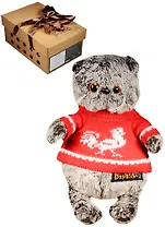 Мягкая игрушка Басик в красном свитере с петушком (19 см) (Ks19-053)