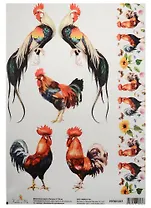 Декупажная карта Петухи 21*30см