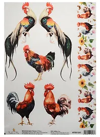 Декупажная карта Петухи 21*30см
