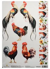Декупажная карта Петухи 21*30см