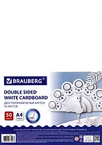 Картон 50л А4 мелованный Extra, белый (белый оборот),200г/м, в пленке, Brauberg