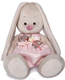 Мягкая игрушка Зайка Ми в розовом платье с цветком (34 см) (SidL-184)