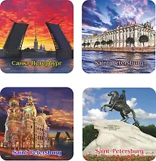 Сувенир, АКМ, Плакетка, "Санкт-Петербург Ночь", 4 шт.