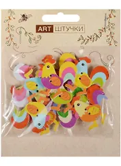 Деревянные пуговицы, 10 шт петушки 3 см