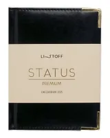 Ежедневник дат. 2025г А6 176л "Status" черный, 7Б, тв.переплет, иск.кожа, обл.поролон, мет.уголки, тонир.блок, цв.торец, ляссе, инд.уп