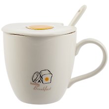 Кружка с крышкой и ложкой Яичница (керамика) (400мл) (12-07160-H3182-1)