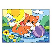 Картина-раскраска по номерам для малышей «Радостный котенок», Lori