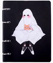 Тетрадь 120л "Милое приведение (Эксклюзив)" на кольцах, мел.картон, ламинация  Glitter, квадр.корешок, скругл.углы