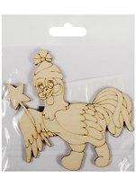 Фигурка для декупажа Фигурка с магнитом Петушок-26 с рисунком (92х100х3) (162736-X) (игрушка из дерева) (Полноцвет)