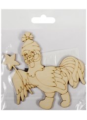 Фигурка для декупажа Фигурка с магнитом Петушок-26 с рисунком (92х100х3) (162736-X) (игрушка из дерева) (Полноцвет)