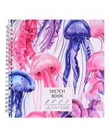 Скетчбук 195*195 40л "Медузы" белый офсет, 140г/м2, тв.обложка, евроспираль